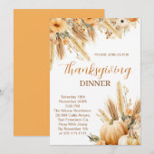 Boho Sinaasappel Pompoen Thanksgiving Diner Kaart (Voorkant / Achterkant)