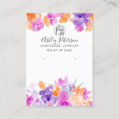 Boho sinaasappel purplefloral logo sieraden oorbel visitekaartje (Voorkant)