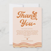 Boho Sinaasappel Retro 70s bruiloft bedankje Kaart (Voorkant)