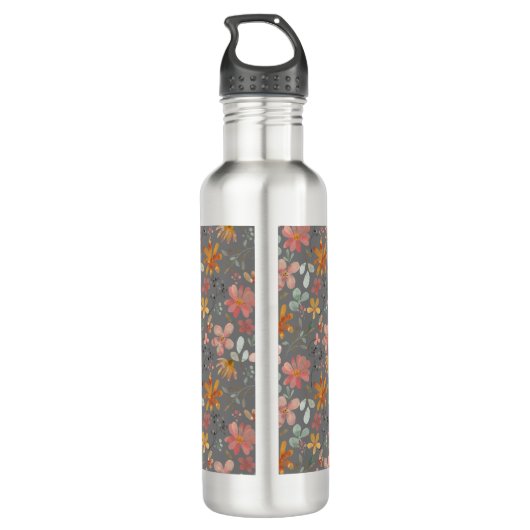 Boho sinaasappel roze bloem waterverf waterfles (Achterkant)