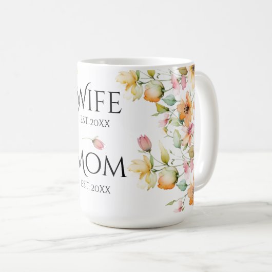  Boho Sinaasappel Roze waterverf bloemenvrouw moed Koffiemok (Voorkant rechts)