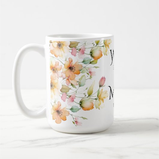  Boho Sinaasappel Roze waterverf bloemenvrouw moed Koffiemok (Links)