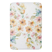  Boho Sinaasappel Roze Waterverf Wildbloemen Badmat (Voorkant Verticaal)