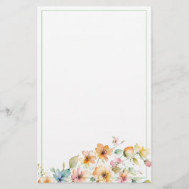  Boho Sinaasappel Roze Waterverf Wildbloemen Briefpapier