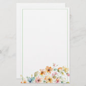  Boho Sinaasappel Roze Waterverf Wildbloemen Briefpapier (Voorkant / Achterkant)