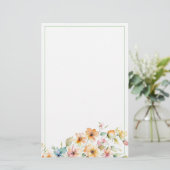  Boho Sinaasappel Roze Waterverf Wildbloemen Briefpapier (Staand voorkant)