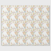  Boho Sinaasappel Roze Waterverf Wildbloemen Cadeaupapier (Vlak)