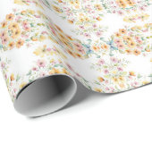  Boho Sinaasappel Roze Waterverf Wildbloemen Cadeaupapier (Rol Hoek)