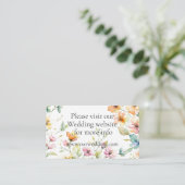  Boho Sinaasappel Roze Waterverf Wildbloemen Informatiekaartje (Staand voorkant)