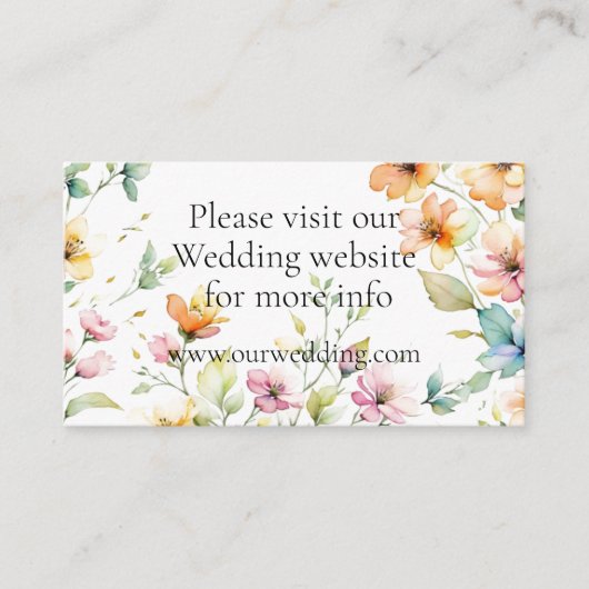  Boho Sinaasappel Roze Waterverf Wildbloemen Informatiekaartje (Voorkant)