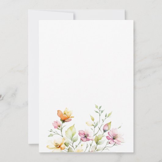  Boho Sinaasappel Roze Waterverf Wildbloemen Kaart (Achterkant)