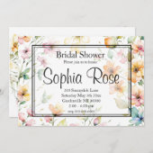 Boho Sinaasappel Roze Waterverf Wildbloemen Kaart (Voorkant / Achterkant)