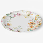 Boho Sinaasappel Roze Waterverf Wildbloemen Papieren Bordje (Gekanteld)