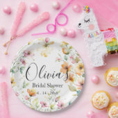 Boho Sinaasappel Roze Waterverf Wildbloemen Papieren Bordje (Feest)