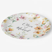  Boho Sinaasappel Roze Waterverf Wildbloemen Papieren Bordje (Gekanteld)