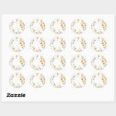  Boho Sinaasappel Roze Waterverf Wildbloemen Ronde Sticker (Vel)