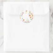  Boho Sinaasappel Roze Waterverf Wildbloemen Ronde Sticker (Tas)