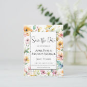  Boho Sinaasappel Roze Waterverf Wildbloemen Save The Date (Staand voorkant)