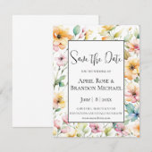  Boho Sinaasappel Roze Waterverf Wildbloemen Save The Date (Voorkant / Achterkant)