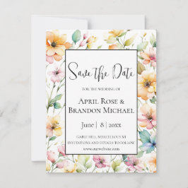  Boho Sinaasappel Roze Waterverf Wildbloemen Save The Date