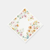  Boho Sinaasappel Roze Waterverf Wildbloemen Servet (Hoek)