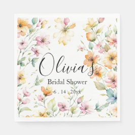  Boho Sinaasappel Roze Waterverf Wildbloemen Servet