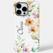 Boho Sinaasappel Roze Waterverf Wildflower Ca Case-Mate iPhone Case (Achterkant)