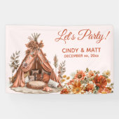 Boho Sinaasappel Tent Wildflowers Wedding Spandoek (Horizontaal)