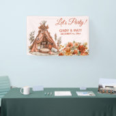 Boho Sinaasappel Tent Wildflowers Wedding Spandoek (Beurs)