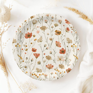 Boho Sinaasappel Wildflower Baby in Bloom Baby sho Papieren Bordje