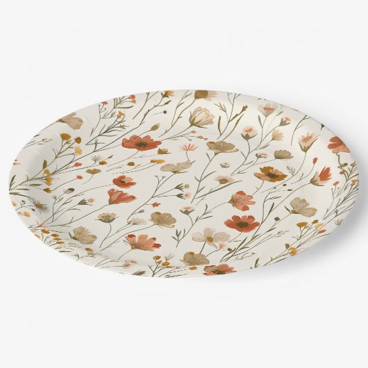 Boho Sinaasappel Wildflower Baby in Bloom Baby sho Papieren Bordje (Gekanteld)