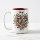 Boho Sister Mug with Floral Heart & Names Mok (Links)