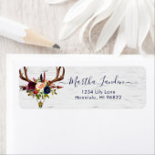 Boho Skull Burgundy Blush Waterverf Flowers Etiket (Insitu)