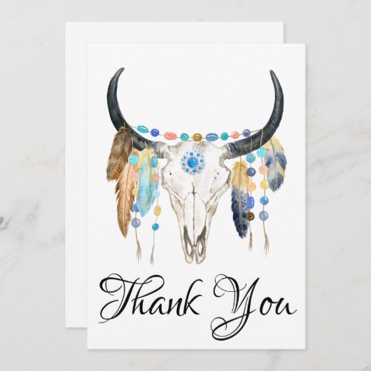 Boho Skull Dank je Flat Kaart (Voorkant / Achterkant)