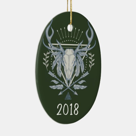 Boho Skull Keepslag Jaar Keramisch Ornament (Rechts)