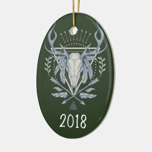 Boho Skull Keepslag Jaar Keramisch Ornament (Links)