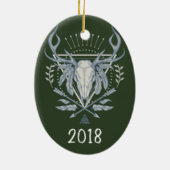 Boho Skull Keepslag Jaar Keramisch Ornament (Achterkant)