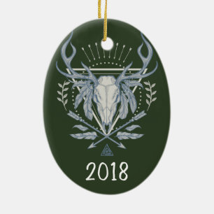 Boho Skull Keepslag Jaar Keramisch Ornament