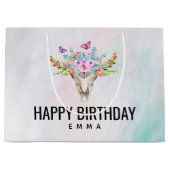 Boho Skull met Butterflies en Flowers Birthday Groot Cadeauzakje (Voorkant)