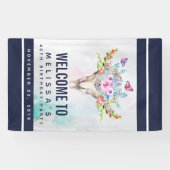 Boho Skull met Butterflies en Flowers Birthday Spandoek (Horizontaal)