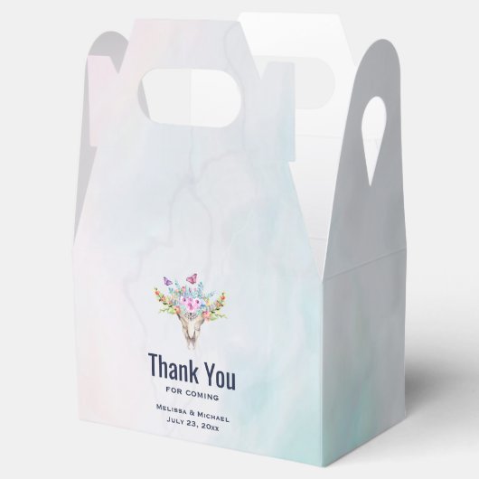 Boho Skull met Butterflies en Flowers Dank je wel Bedankdoosjes (Geopend)