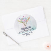 Boho Skull met een Floral Bouquet Save the Date Ronde Sticker (Envelop)