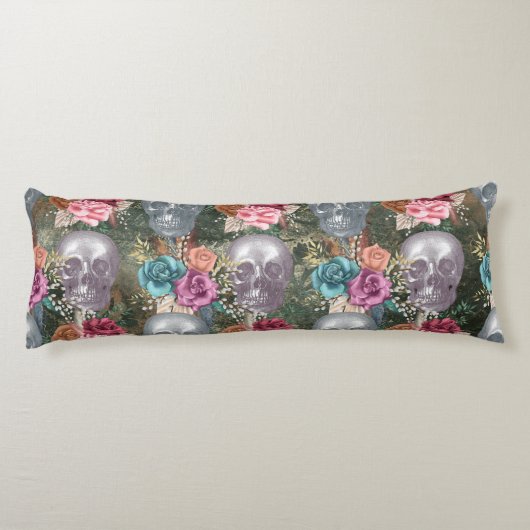 Boho Skull met Flowers Lichaamskussen (Achterkant)