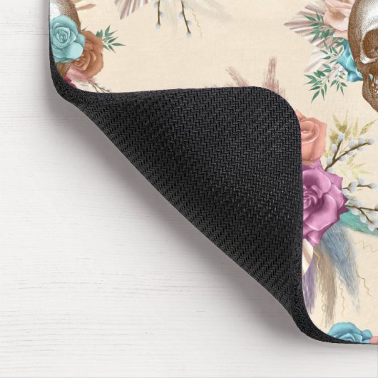 Boho Skull met Flowers Muismat (Hoek)