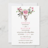 Boho Skull Pink Poppies Weddenschap Kaart (Voorkant)
