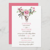 Boho Skull Pink Poppies Weddenschap Kaart (Voorkant / Achterkant)