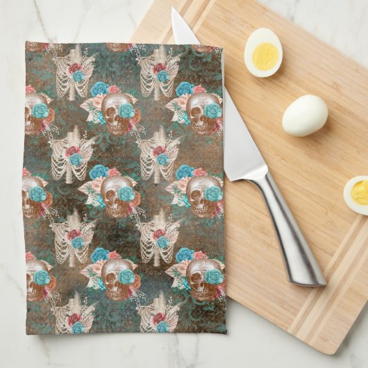 Boho Skull Series Design 13 Theedoek (Quarter Fold)