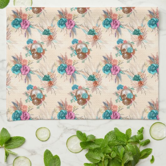 Boho Skull Series Design 3 Theedoek (Gevouwen)