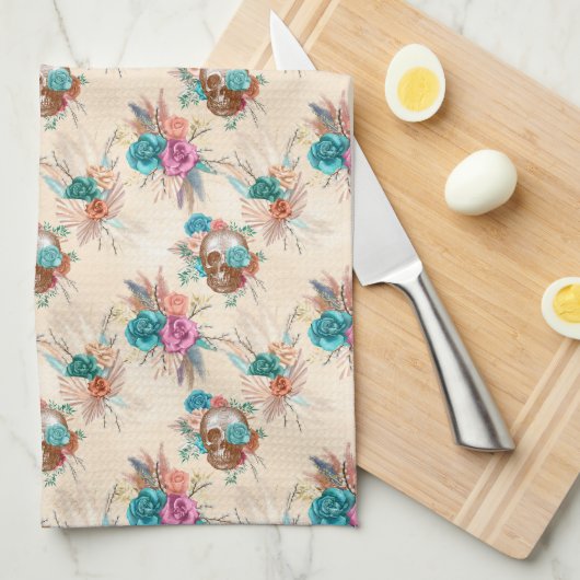 Boho Skull Series Design 3 Theedoek (Quarter Fold)