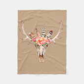 BoHo Skull Waterverf Aangepaste rugzak Fleece Deken (Voorkant)